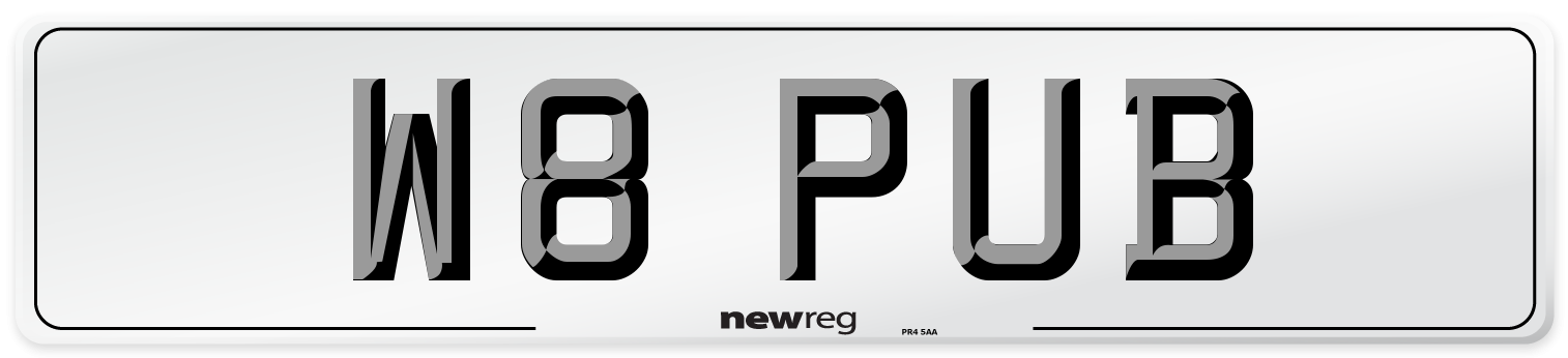 W8 PUB Number Plate from New Reg